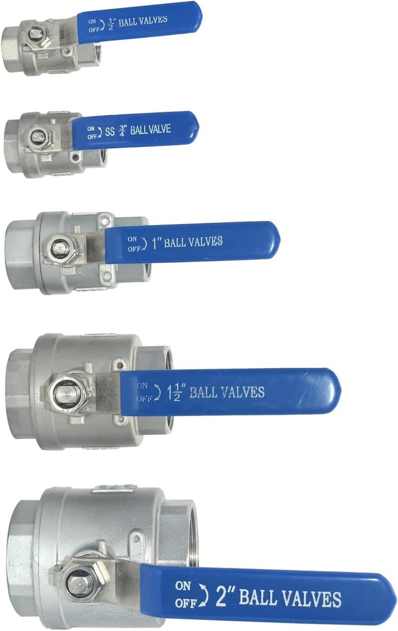 Varmhus NPT Female 316 Stainless Steel Full Port Ball Valve Vinyl Handle WOG1000 (3/4") - Image 5